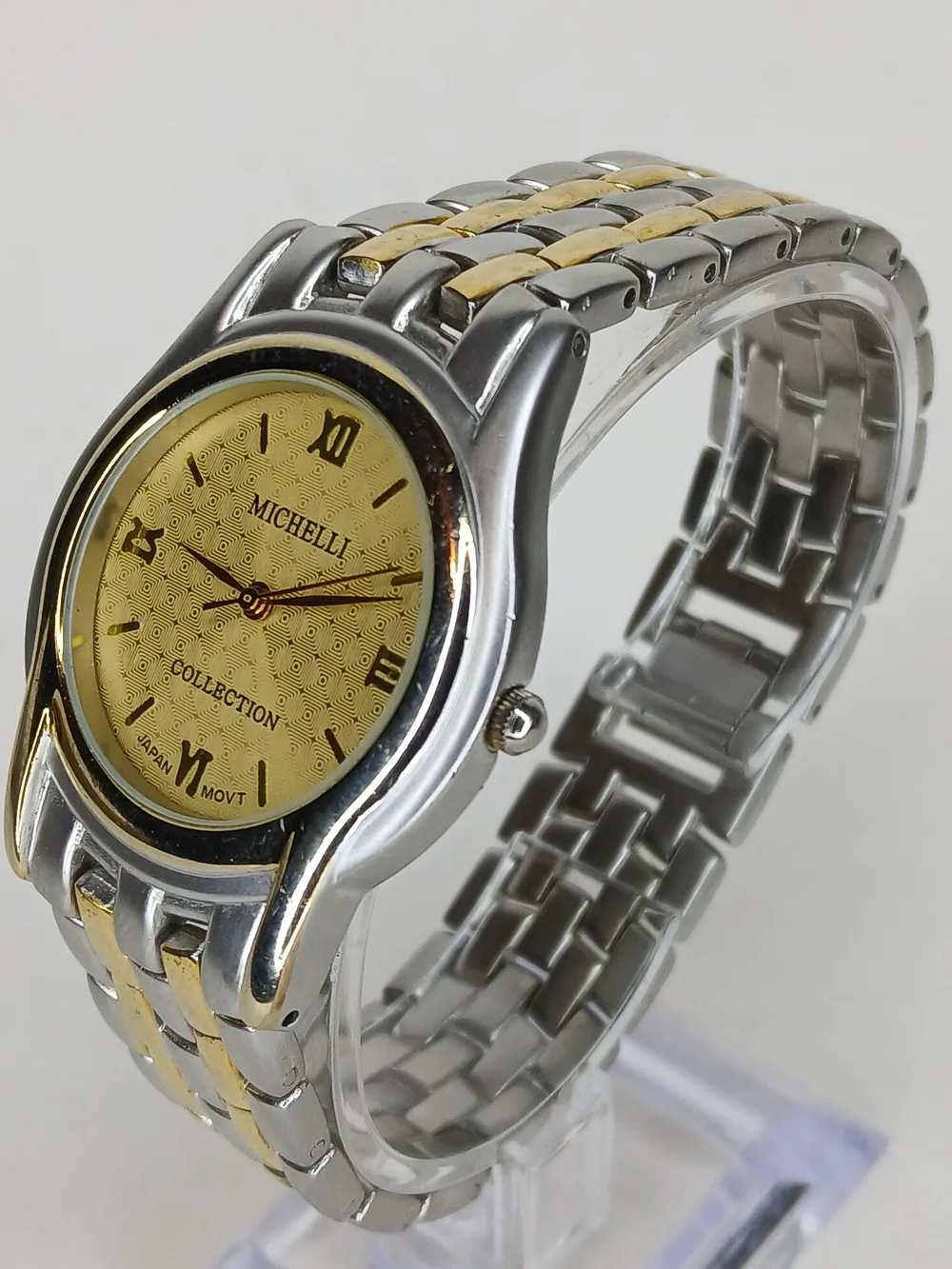 Michelli Collection Watch Two Tone Gold Dial Japan Movt Stainless Back Quartz